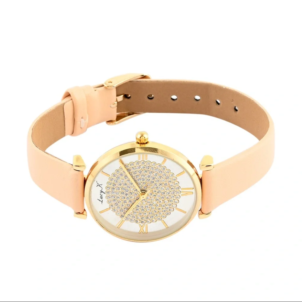 Lucy K Bracelet Watch with Beige Leather Band